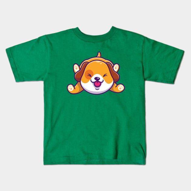 Cute Dog Playing Cartoon Kids T-Shirt by Catalyst Labs